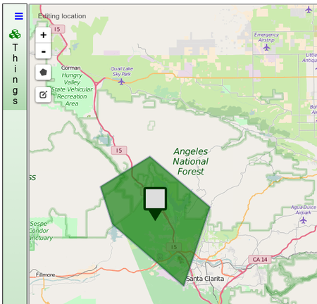 Spatial view editing a geofence polygon